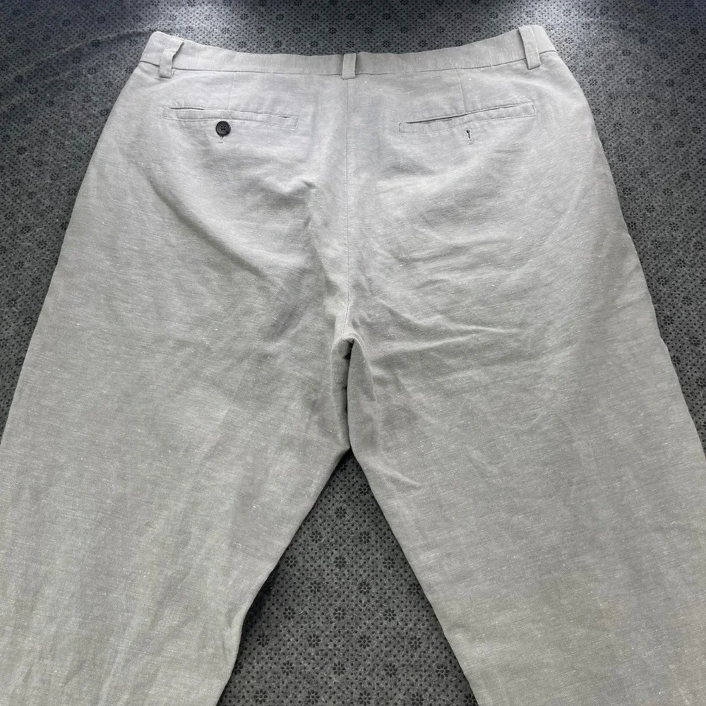 Banana Republic Aiden Chino Pants Mens 36x32 Gray Linen Cotton Slim Straight